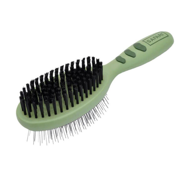 Coastal Pet Safari Pin and Bristle Combo Dog Brush with Plastic Handle - 2-in-1 Wire Pin Brush and Dog Bristle Brush - Ideal for Multi-Dog Household - For Dogs with Short and Long Hair