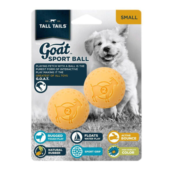 Tall tails  2 in. Goat Ball Dog 2pack Yellow