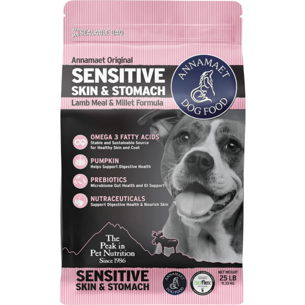 Annamaet Original Sensitive Skin & Stomach Dry Dog Food, (Lamb, Whitefish & Millet) 25 lb