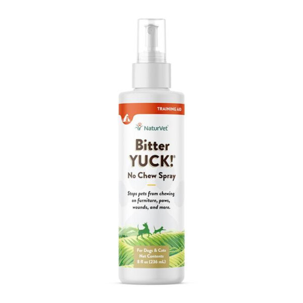 Naturvet Bitter Yuck - No Chew Training Aid – Deters Pets from Chewing on Furniture aws – Water Based Formula Does Not Sting or Stain – 8oz
