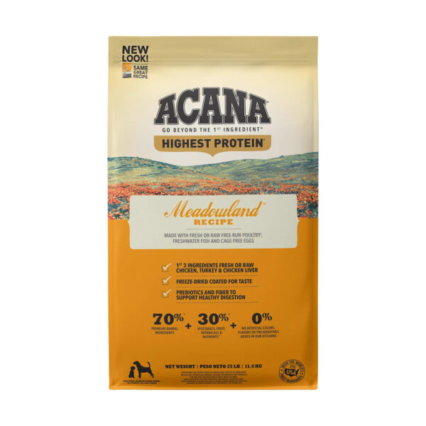 Acana Meadowland Grain-Free Free-Run Poultry & Freshwater Fish All Breed Dry Dog Food 25lb