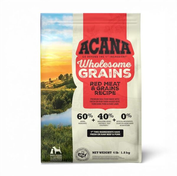 Acana® Wholesome Grains Dry Dog Food, Red Meat and Grains, Beef, Pork, and Lamb, Gluten Free 4lb