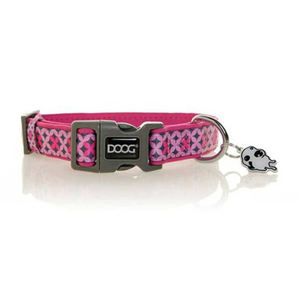 DOOG M DOOG Neoprene Dog Collar Toto Pink & Black Stars