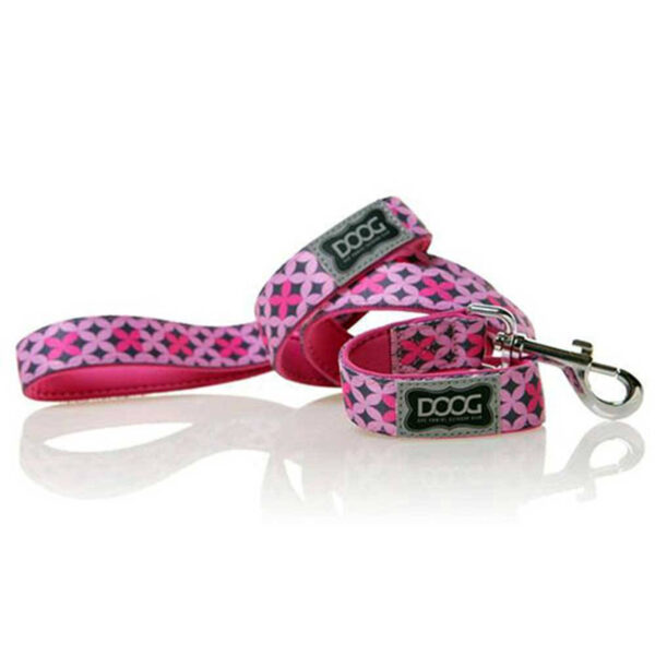 DOOG Small Neoprene Dog Leash Toto Pink/Blk Stars