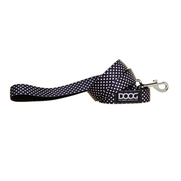 DOOG Reg Neoprene Dog Leash Pongo Black/White Polka Dot