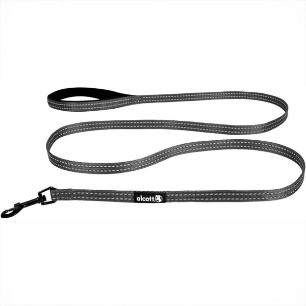 Alcott Adventure Dog Leash with Reflective Stitching & Neoprene Padded Handle, Black Large