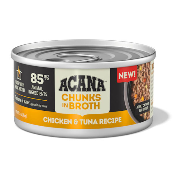 Acana cat chicken & tuna chunks in broth 3oz