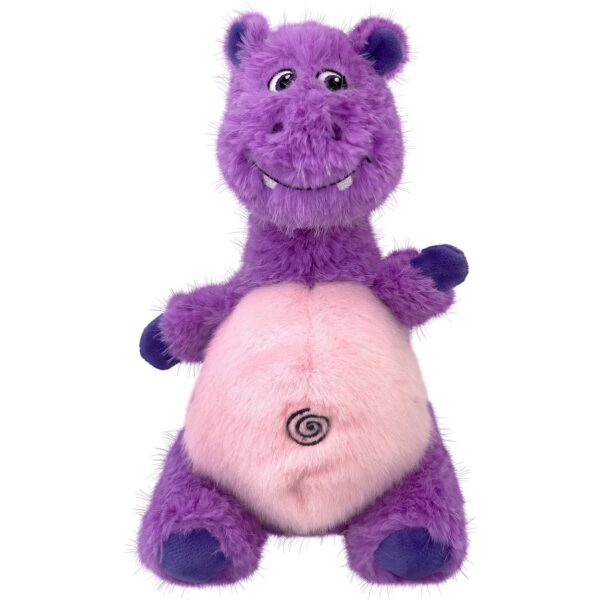Kong Belly Knots Hippo Md/LG Purple Internal Rope Ball Squeaky Plush Dog Toy 9"
