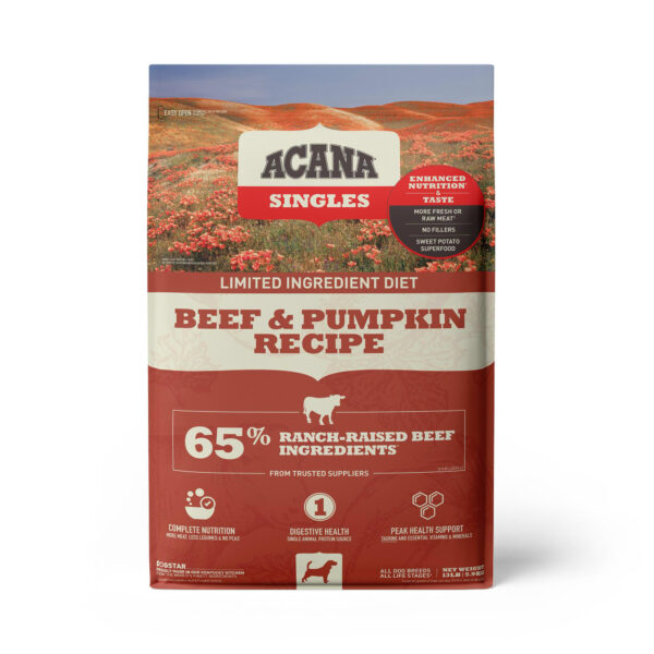 AcANA® Singles Limited Ingredient Dry Dog Food, Grain-Free, High Protein, Beef & Pumpkin 13lb